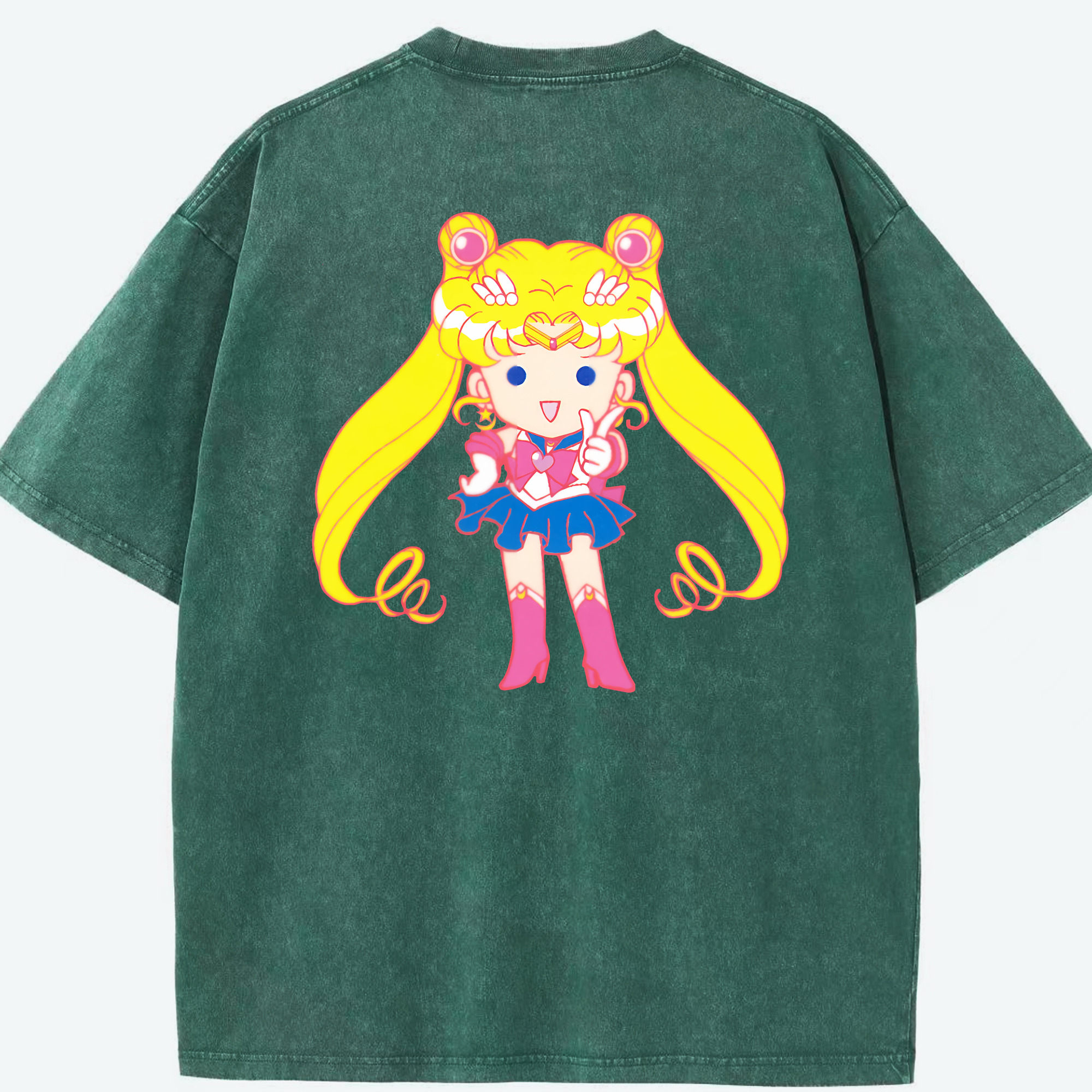 （画像用） 美少女戦士セーラームーン 月野 うさぎ つきの うさぎ Sailor Moon Tsukino Usagi 綿100% ヴィンテージ風 半袖Tシャツ（背面プリント）